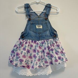 Oshkosh B’Gosh Baby Girl Lace Floral Denim Jumper Dress Vestbak 24 Months